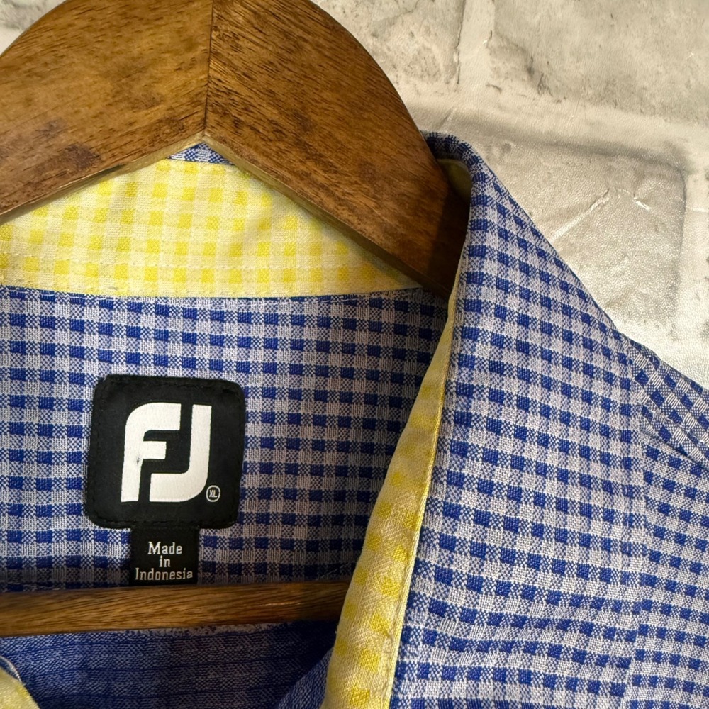 FootJoy Mens XL Blue Gingham Polo Shirt La Quinta Resort Club Golf Short Sleeve - Picture 3 of 8
